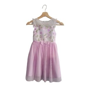 GIRLS Pink Floral Embroidered Tulle Party Dress